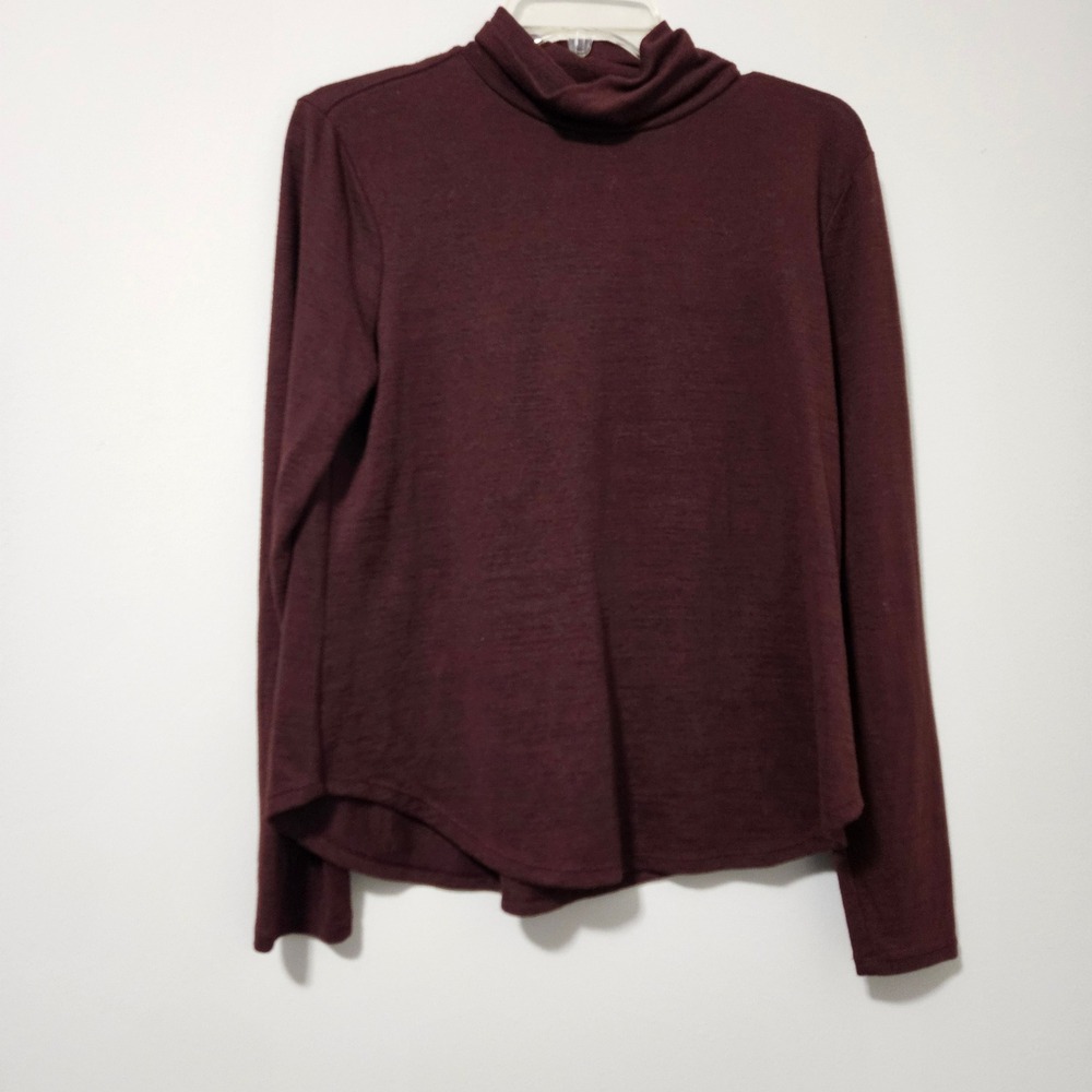 Banana Republic Luxespun Turtleneck Top Burgundy Maroon Long Sleeve Mock Neck M